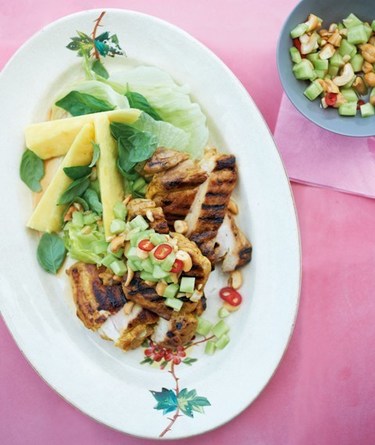 Char-grilled chicken salad with pineapple & basil