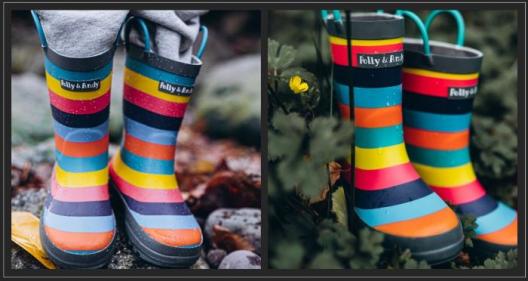 Treat you & your kids to these new Rainbow Stripe Rainboots