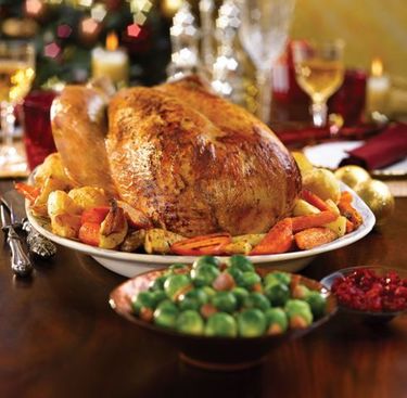 Roast turkey with thyme and onion stuffing