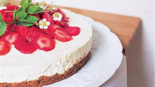 Strawberry cheesecake with mint and balsamic