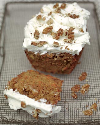 A rather pleasing carrot cake with lime mascarpone icing