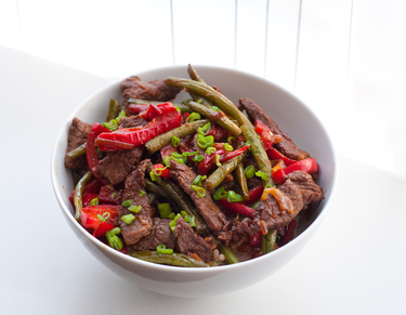 Chilli beef and pepper stir fry