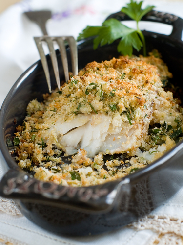 Cod with lemon and herb crust