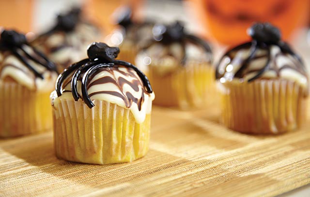 Pumpkin and orange spider muffins