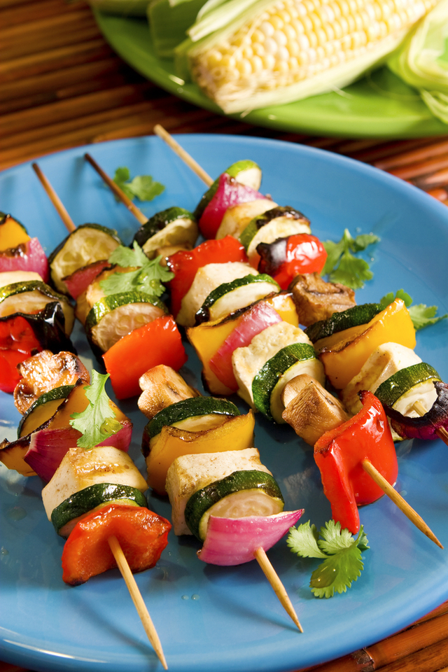 Griddled glazed vegetable kebabs MummyPages.uk