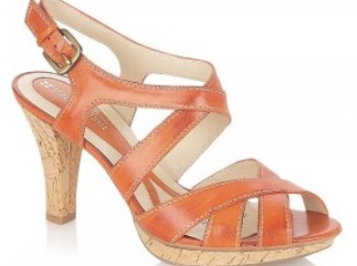 Naturalizer Shoes Dhani Groovy Orange Leather Strappy Platform Sandal