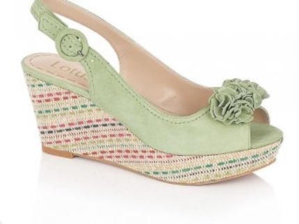 Lotus Catherine Green Suede Multicoloured Wedge Sandal