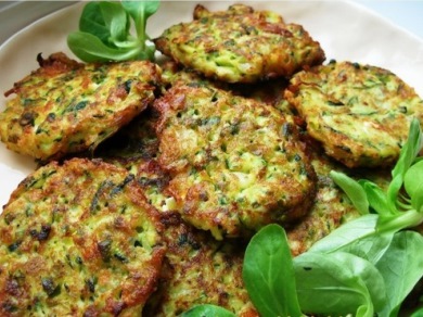 Zucchini (courgette) fritters flavored with feta and dill