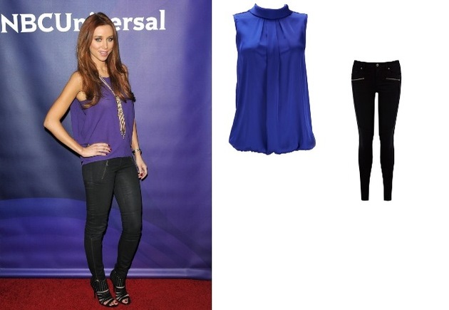 Una Healy – High Neck Shell Top Teamed with Quilted Biker Jeans