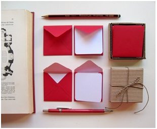 Red and White Stationary Set