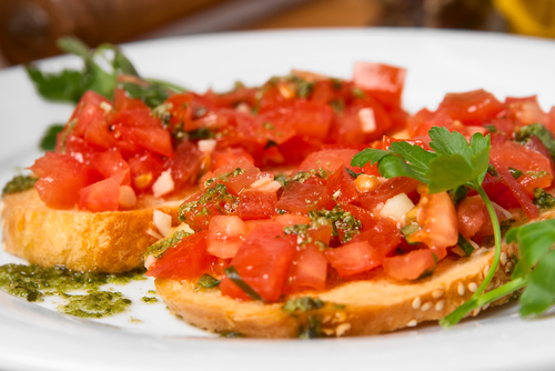 Toast with a tomato topping
