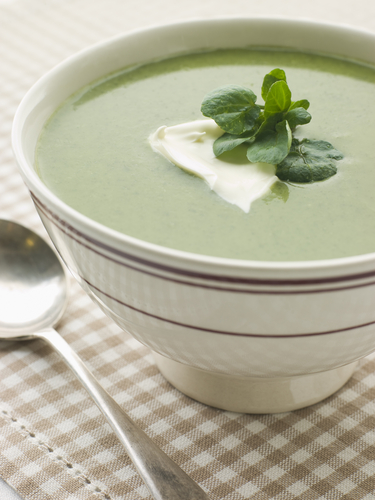 Watercress soup with crème fraiche