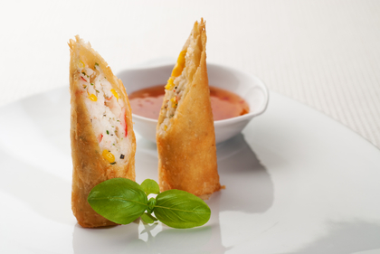 Tuna and sweet corn spring rolls