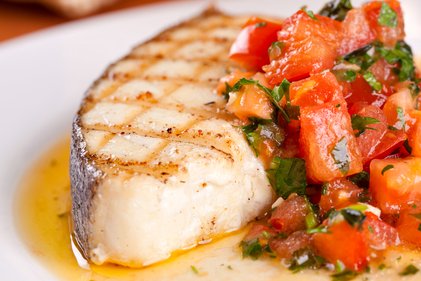 Moroccan infused halibut with tomato salsa