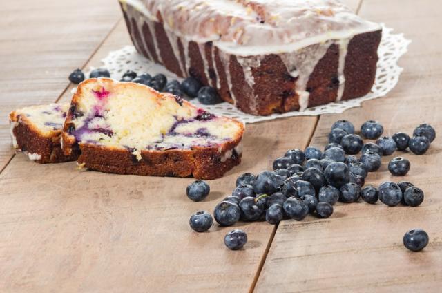 Blueberry loaf cake with lemon drizzle curd
