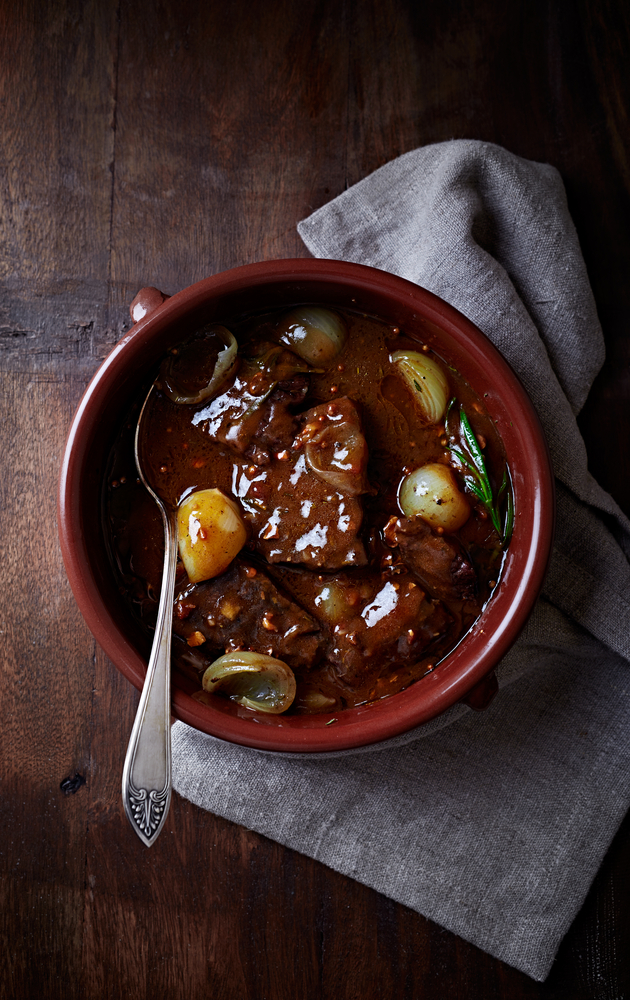 Beef and winter vegetables with red wine sauce