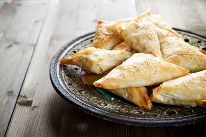 Sweet potato and ginger samosa parcels