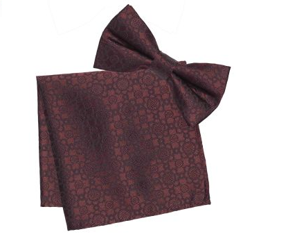 Burgundy Bow Tie and pocket square