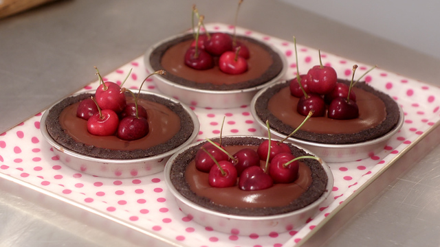 Decadent chocolate and cherry tartlets 