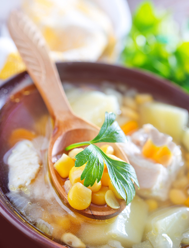 Skinny vegetable and chicken chowder
