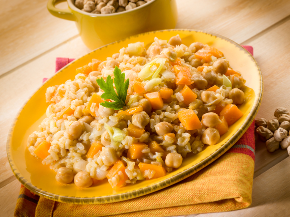 Chickpea and barley risotto