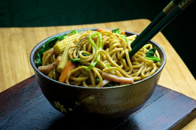 Pork Chow Mein with mixed vegetables