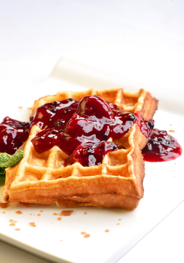 Waffles with a berry compote MummyPages.uk