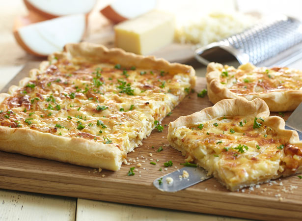 Gruyère, onion and fennel tart