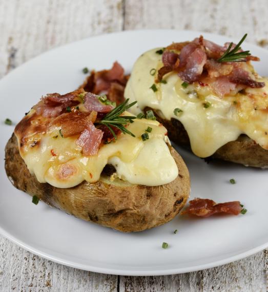 Bacon and Cheddar cheese stuffed potatoes