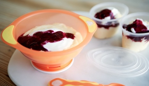 Polenta Pudding with Blueberry Sauce for Baby