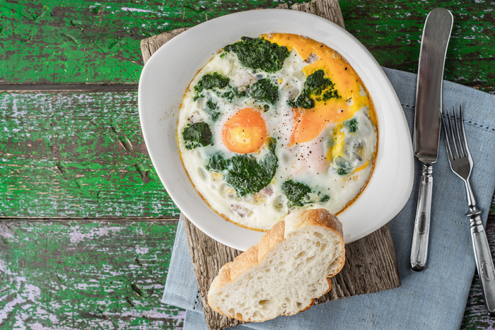 Baked eggs florentine