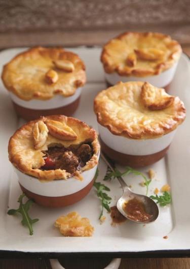 Beef and stout pies with potato pastry topping