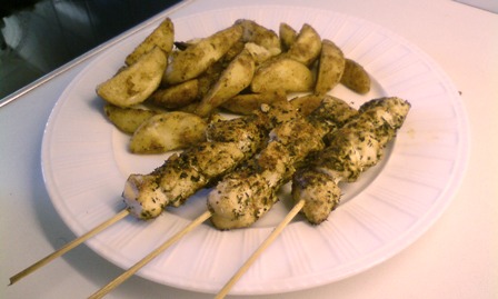 Cajun and coriander chicken skewers