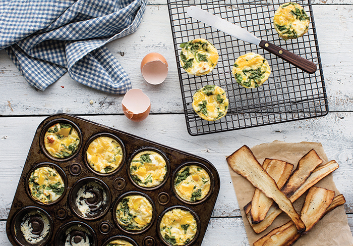 Mini egg frittatas with parsnip chips