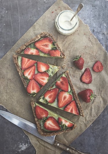 Strawberry and basil cheesecake