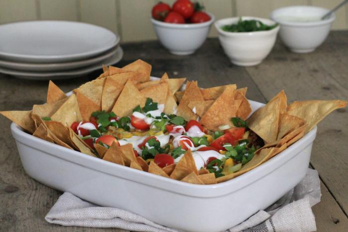 Healthy beef nachos