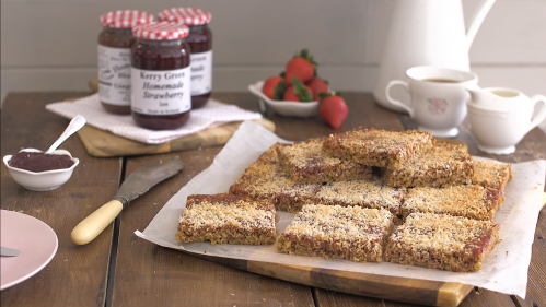 Strawberry and coconut flapjacks