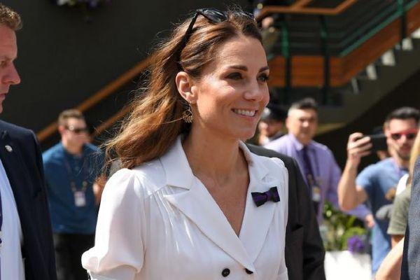 The Duchess of Cambridge arrives at Wimbledon in chic white dress