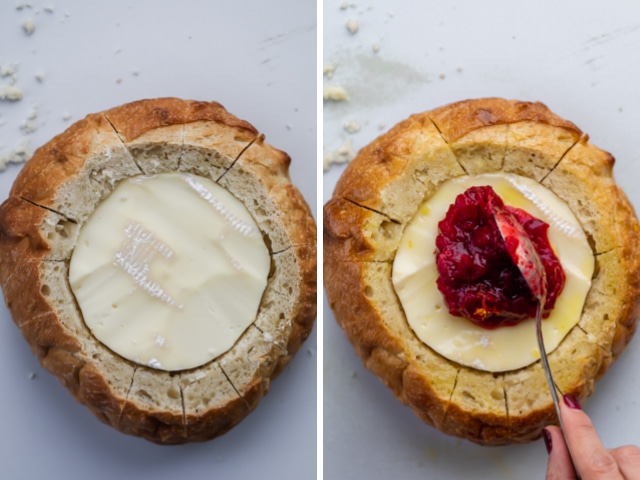 Cheesy and delicious: Try out this pull apart brie & cranberry bread bowl!